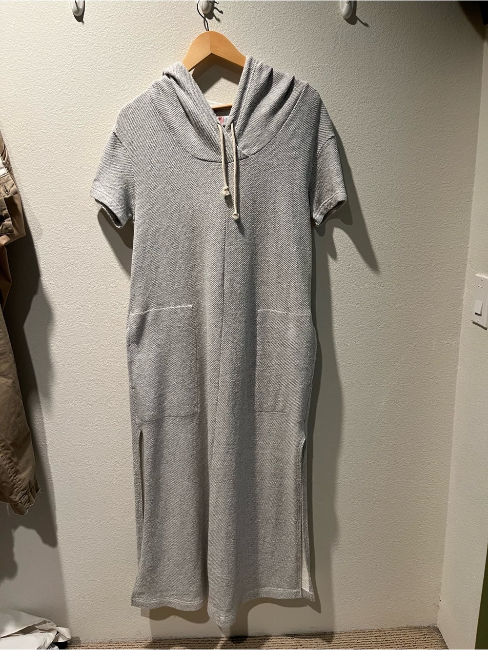 Free People Short Sleeve Hooded Maxi Dress - Light Gray NWOT